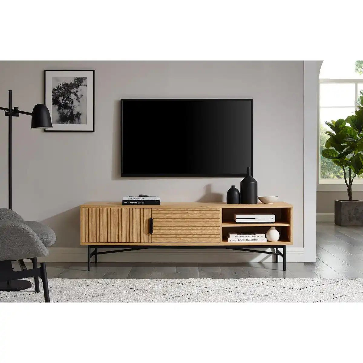 Lowboard 160 cm Eiche Echtholzfurnier - HomeDesign Knaus