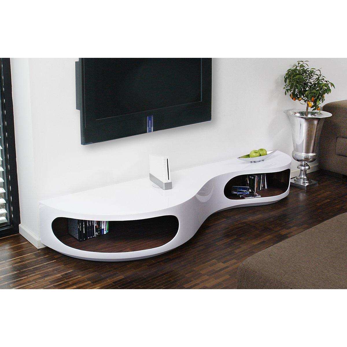 Lowboard 200x50x30 cm weiß/Walnuss - HomeDesign Knaus