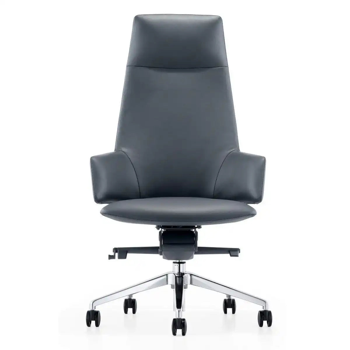 Luxuriöser Designer-Bürostuhl mit Echtleder und Aluminium - HomeDesign Knaus