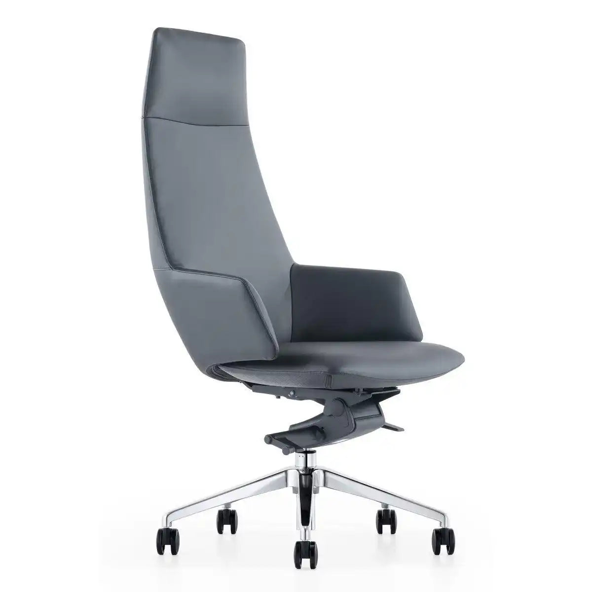 Luxuriöser Designer-Bürostuhl mit Echtleder und Aluminium - HomeDesign Knaus