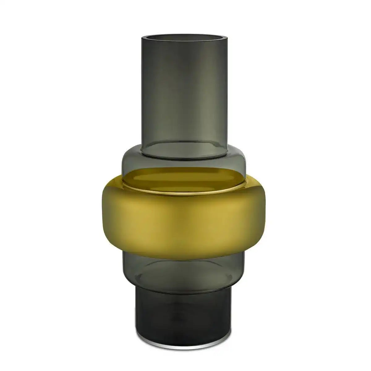 Luxusglas im Retro-Stil, grau + 24-karätige Goldvase XXL, TYLER 46GO, 9 mm dickes Glas - HomeDesign Knaus