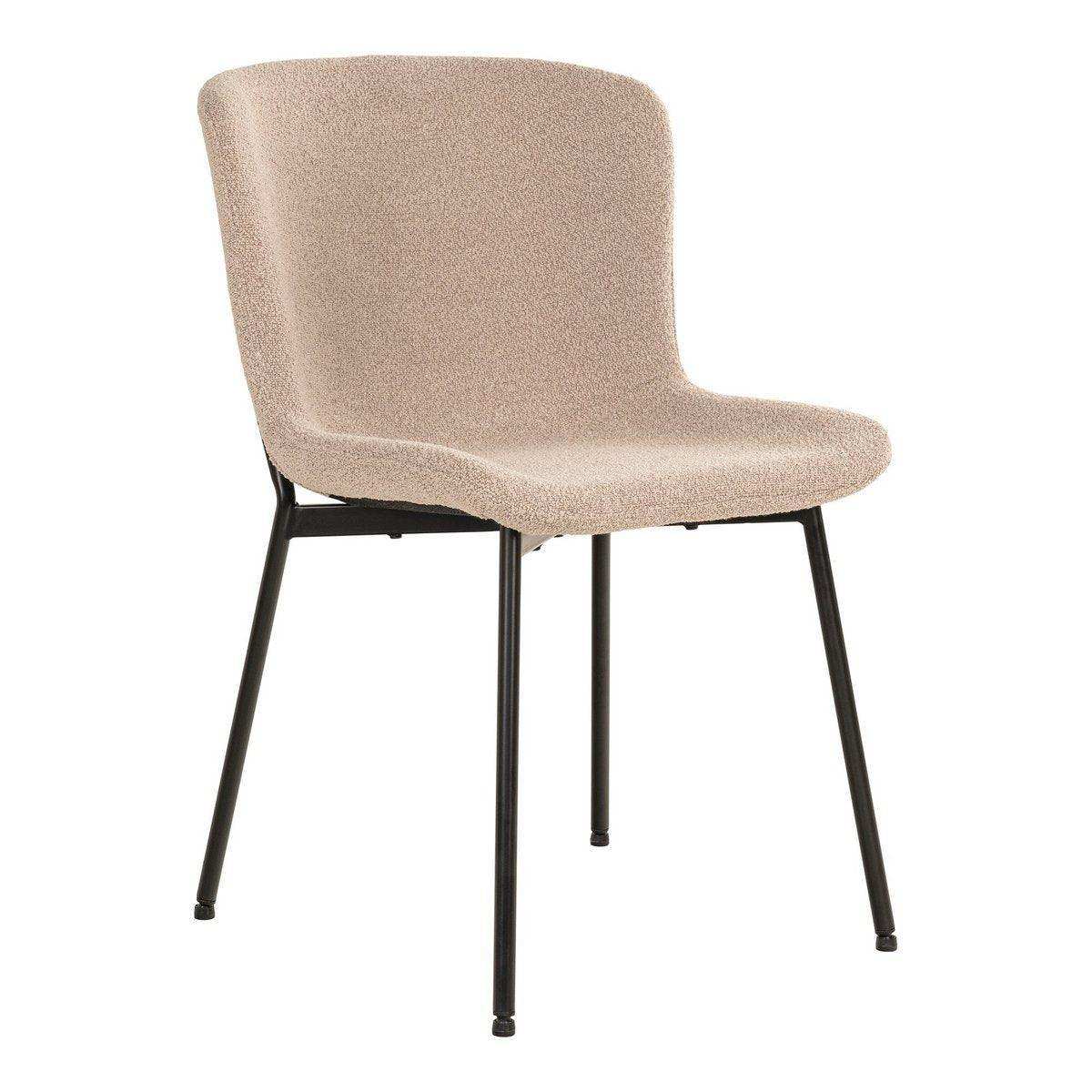 Maceda Esszimmerstuhl – Esszimmerstuhl aus Bouclé, beige mit schwarzen Beinen - HomeDesign Knaus