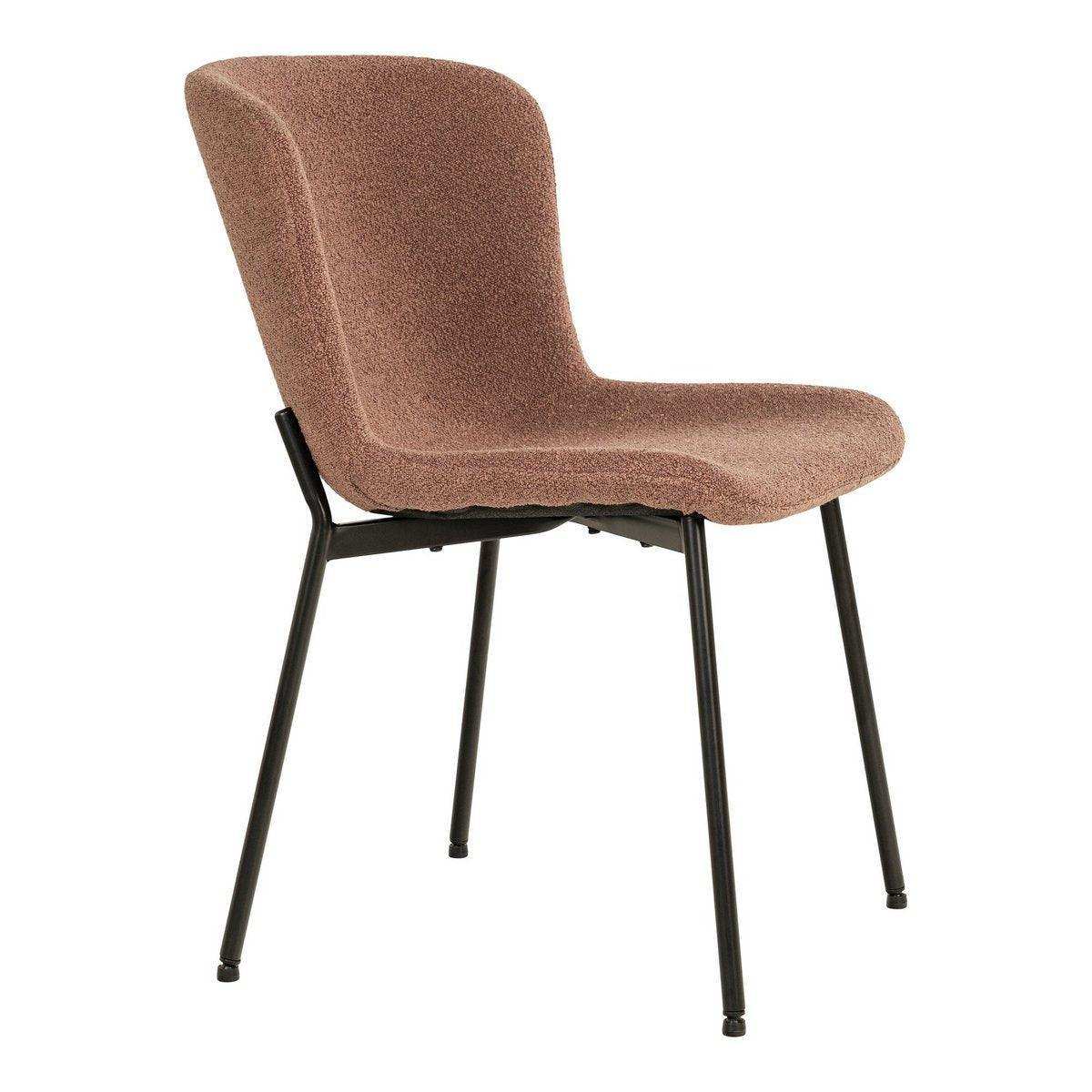 Maceda Esszimmerstuhl – Esszimmerstuhl aus Bouclé, Rost mit schwarzen Beinen - HomeDesign Knaus