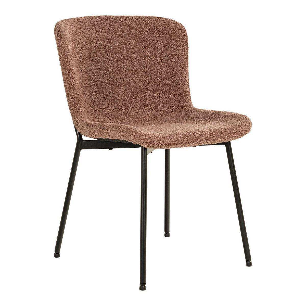 Maceda Esszimmerstuhl – Esszimmerstuhl aus Bouclé, Rost mit schwarzen Beinen - HomeDesign Knaus