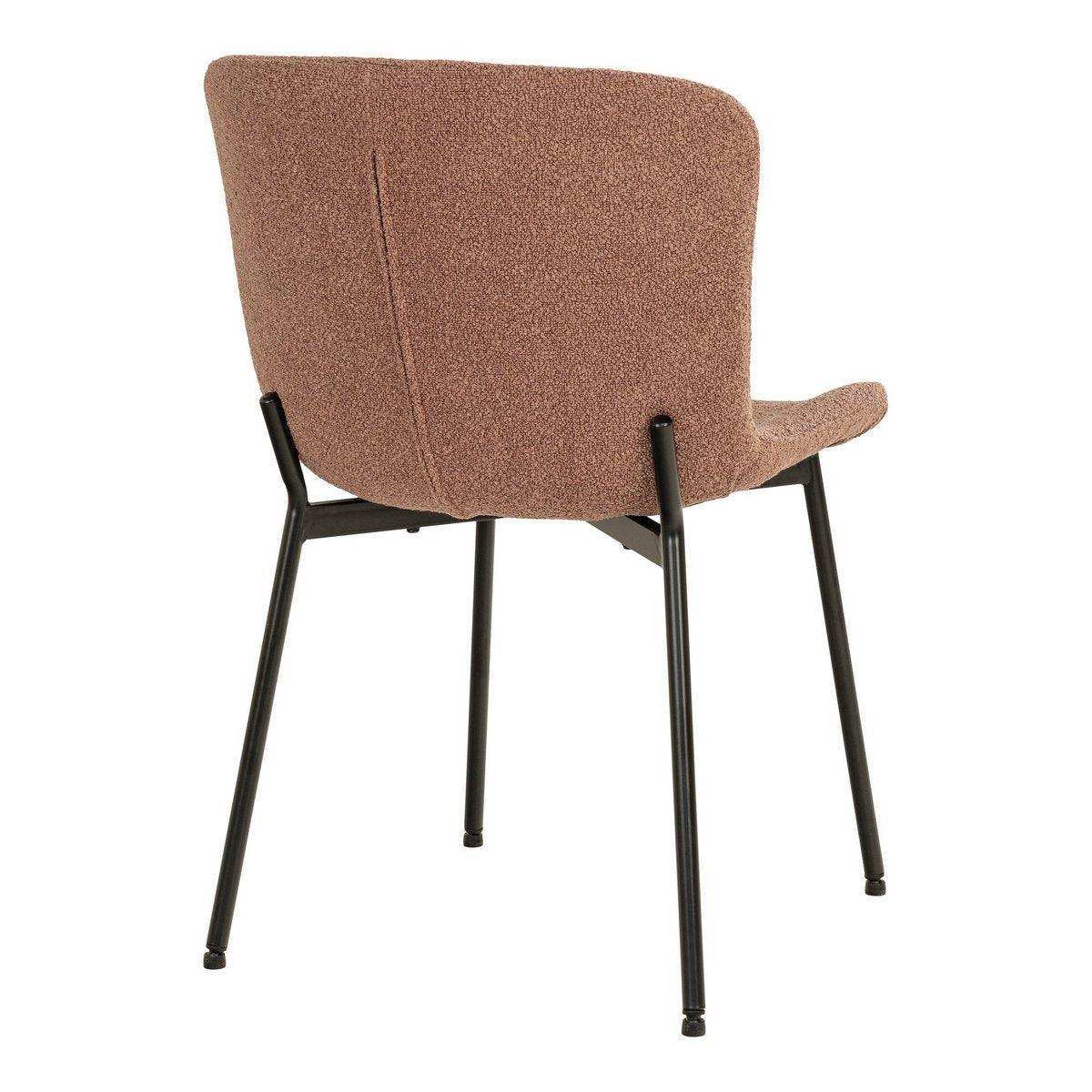 Maceda Esszimmerstuhl – Esszimmerstuhl aus Bouclé, Rost mit schwarzen Beinen - HomeDesign Knaus