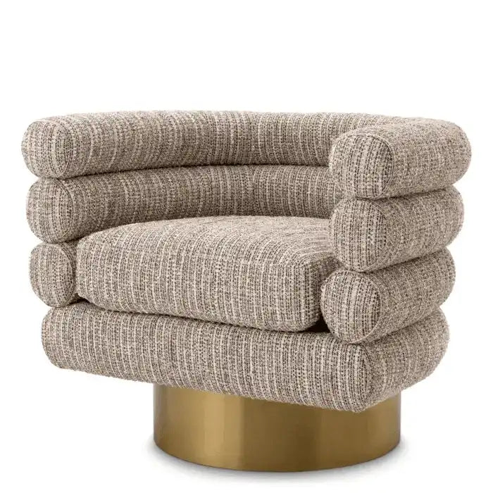 Maguire Sessel Loungesessel Drehfuß mit gebürstetem Messingfinish Polyester - HomeDesign Knaus