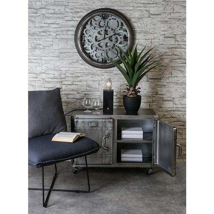 Metall/Glas Wanduhr "Loft" 1xAA Batterie D.60cm - HomeDesign Knaus