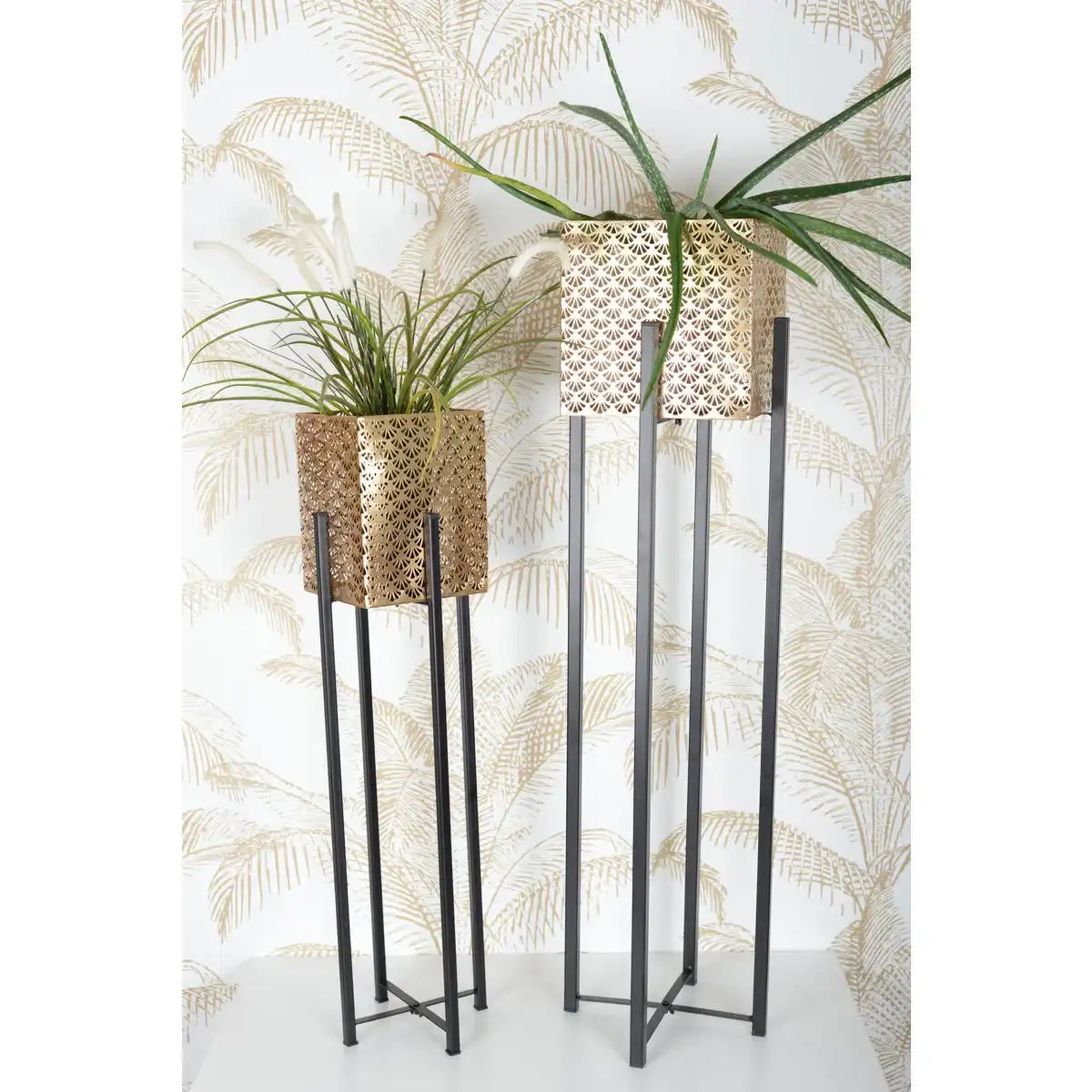 Metallpflanzenträger mit goldenem Eisen -Topf H.80 cm - HomeDesign Knaus