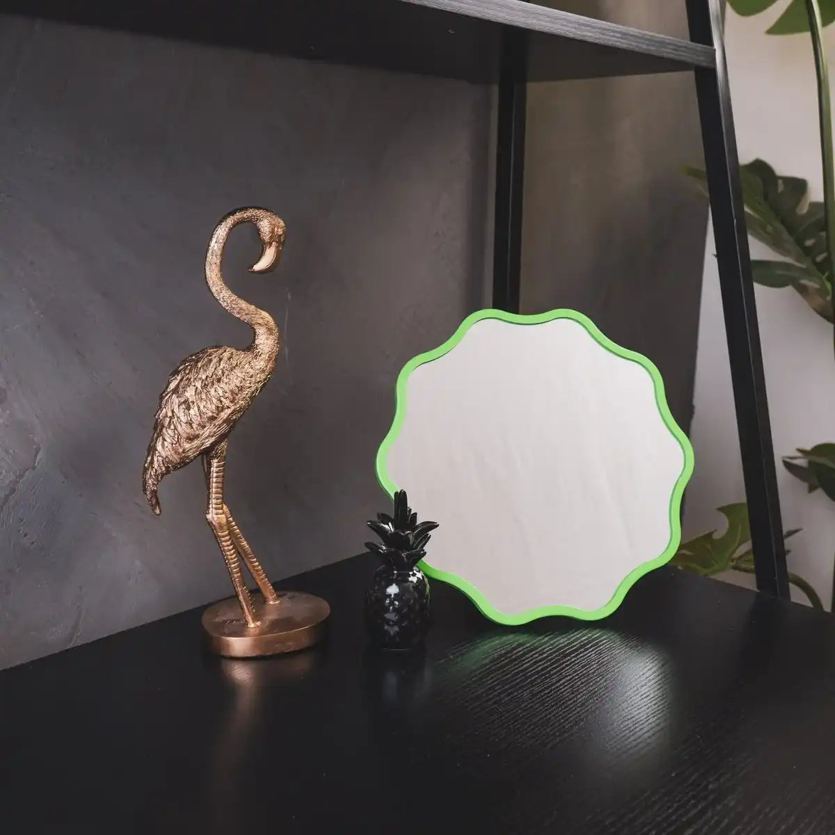 Mirror - Make -up Spiegelweben rund - Metall - Neongrün - 25x1x25 cm - HomeDesign Knaus