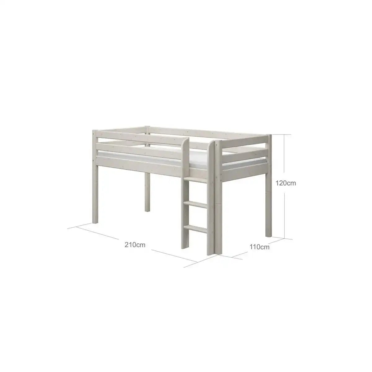 Mittelhohes Bett m. gerade Leiter - HomeDesign Knaus