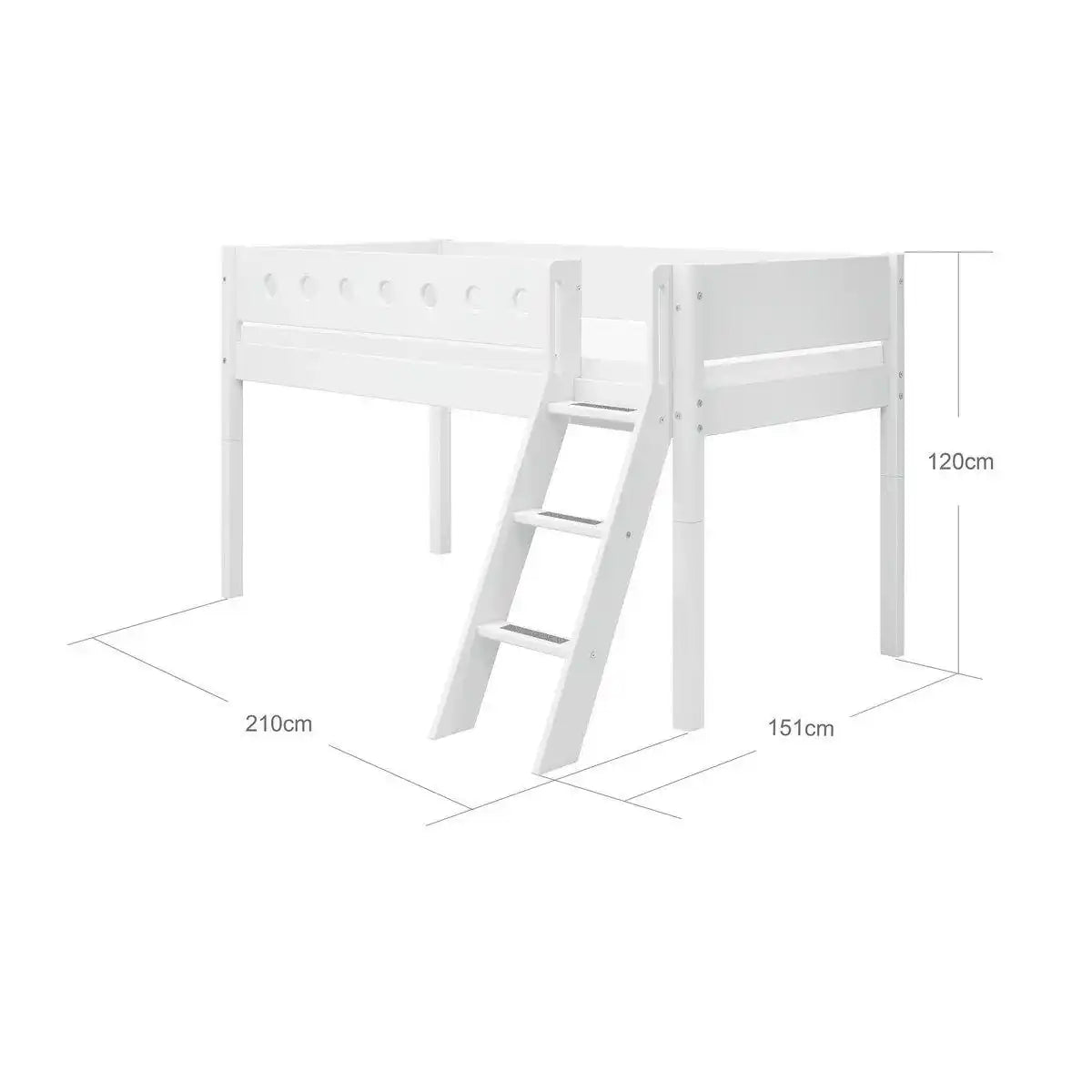 Mittelhohes Bett m. schräge Leiter - HomeDesign Knaus