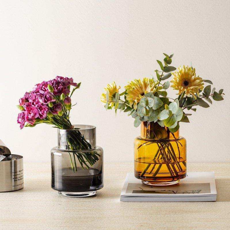 Moderne kleine Vase im Retro-Design, tiefgraue Farbe, TYLER07GR - HomeDesign Knaus