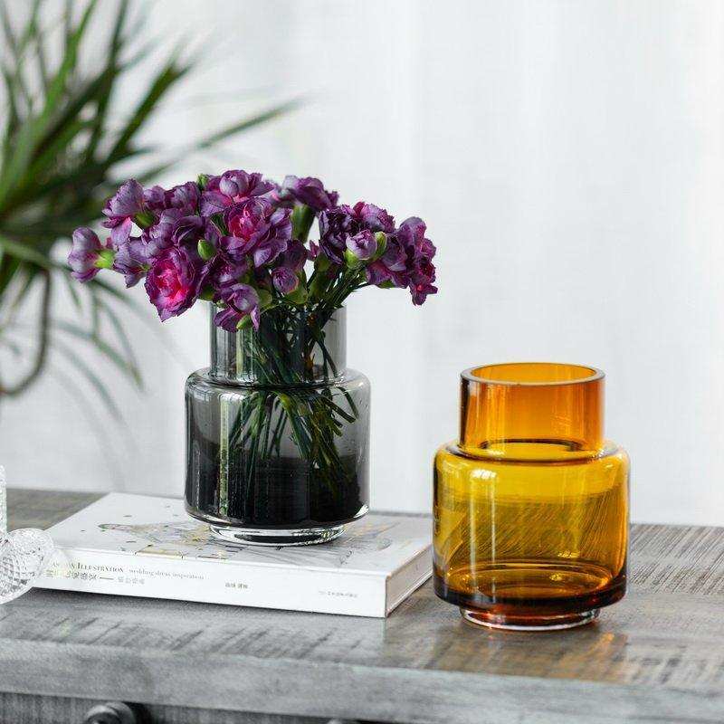 Moderne kleine Vase im Retro-Design, tiefgraue Farbe, TYLER07GR - HomeDesign Knaus
