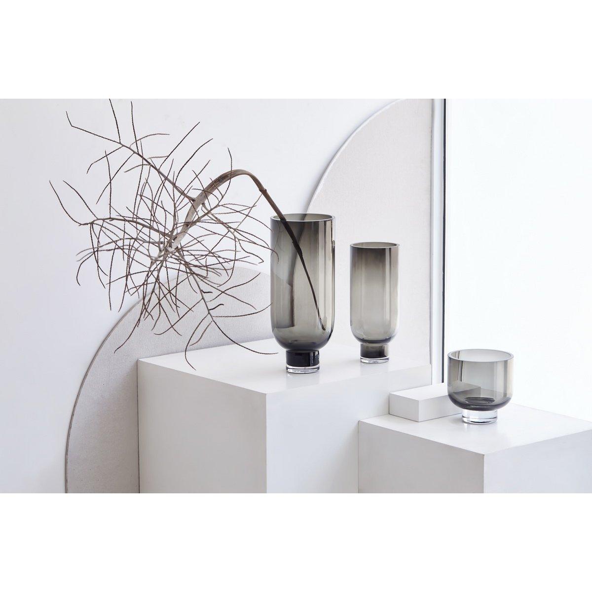 Moderne Luxus-Vase aus 9 mm dickem Glas, dunkelgrau, nüchternes Design, sehr groß, OMAHA36GR - HomeDesign Knaus