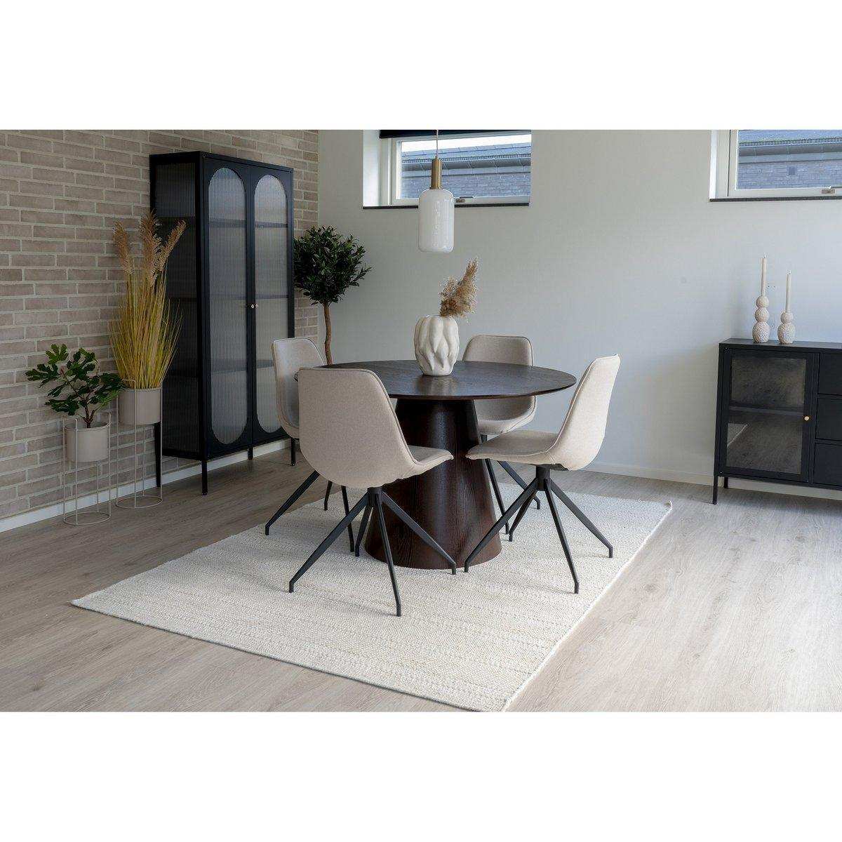 Monaco Esszimmerstuhl – Esszimmerstuhl mit Drehgelenk, Sand mit schwarzen Beinen, HN1230 - HomeDesign Knaus