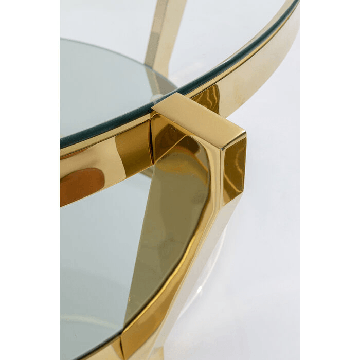 Monocolo Couchtisch titanbeschichtet Glastisch Sicherheitsglas Gold 90 cm - HomeDesign Knaus