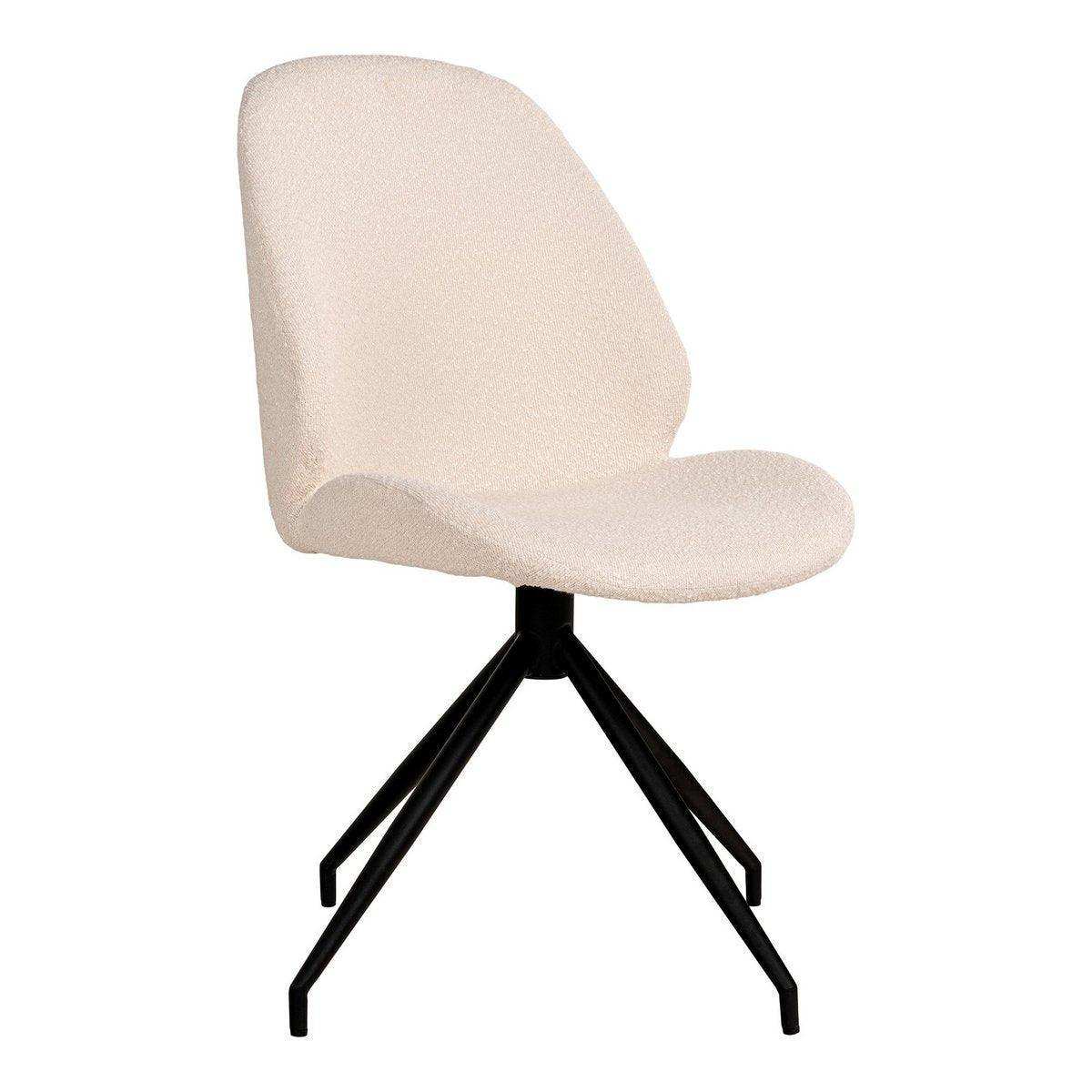 Monte Carlo Esszimmerstuhl – Esszimmerstuhl aus Bouclé mit Drehfuß, weiß mit schwarzen Beinen, HN1232 - HomeDesign Knaus