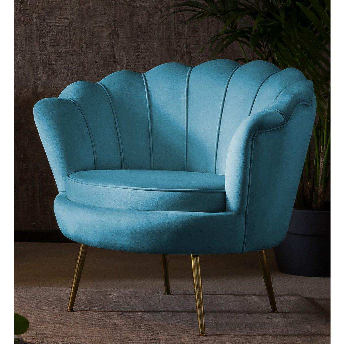 Muschelsessel aus Samt Blau - HomeDesign Knaus