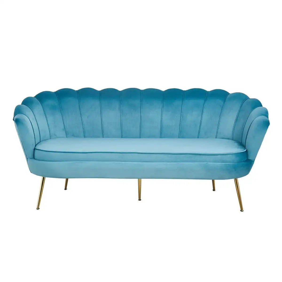 Muschelsofa 3-Sitzer aus Samt Blau - HomeDesign Knaus