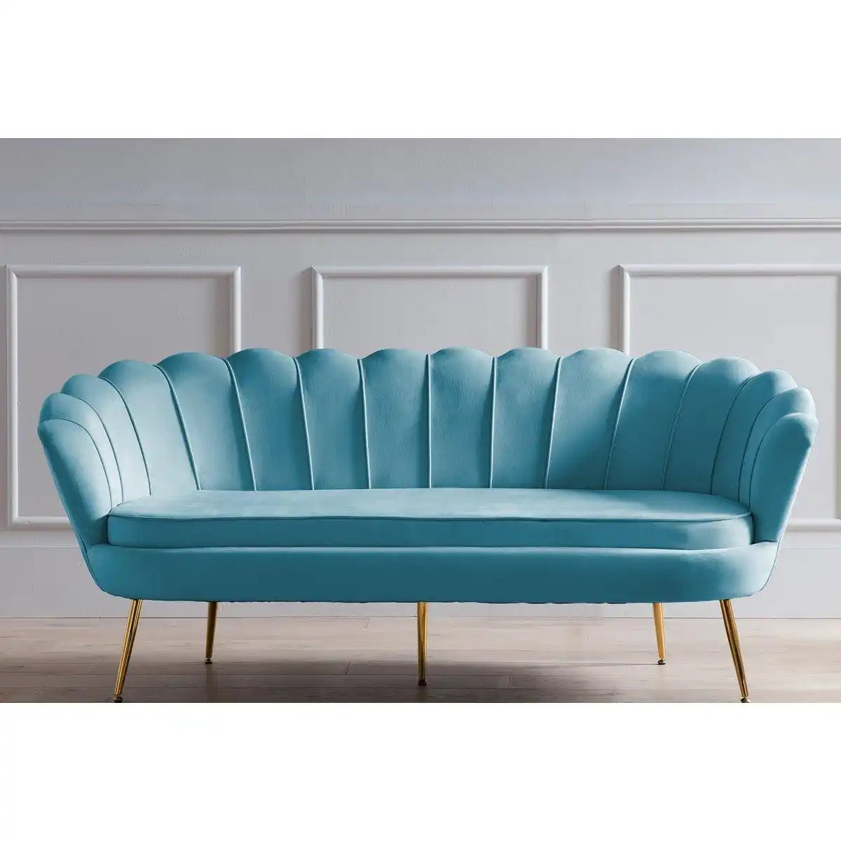 Muschelsofa 3-Sitzer aus Samt Blau - HomeDesign Knaus