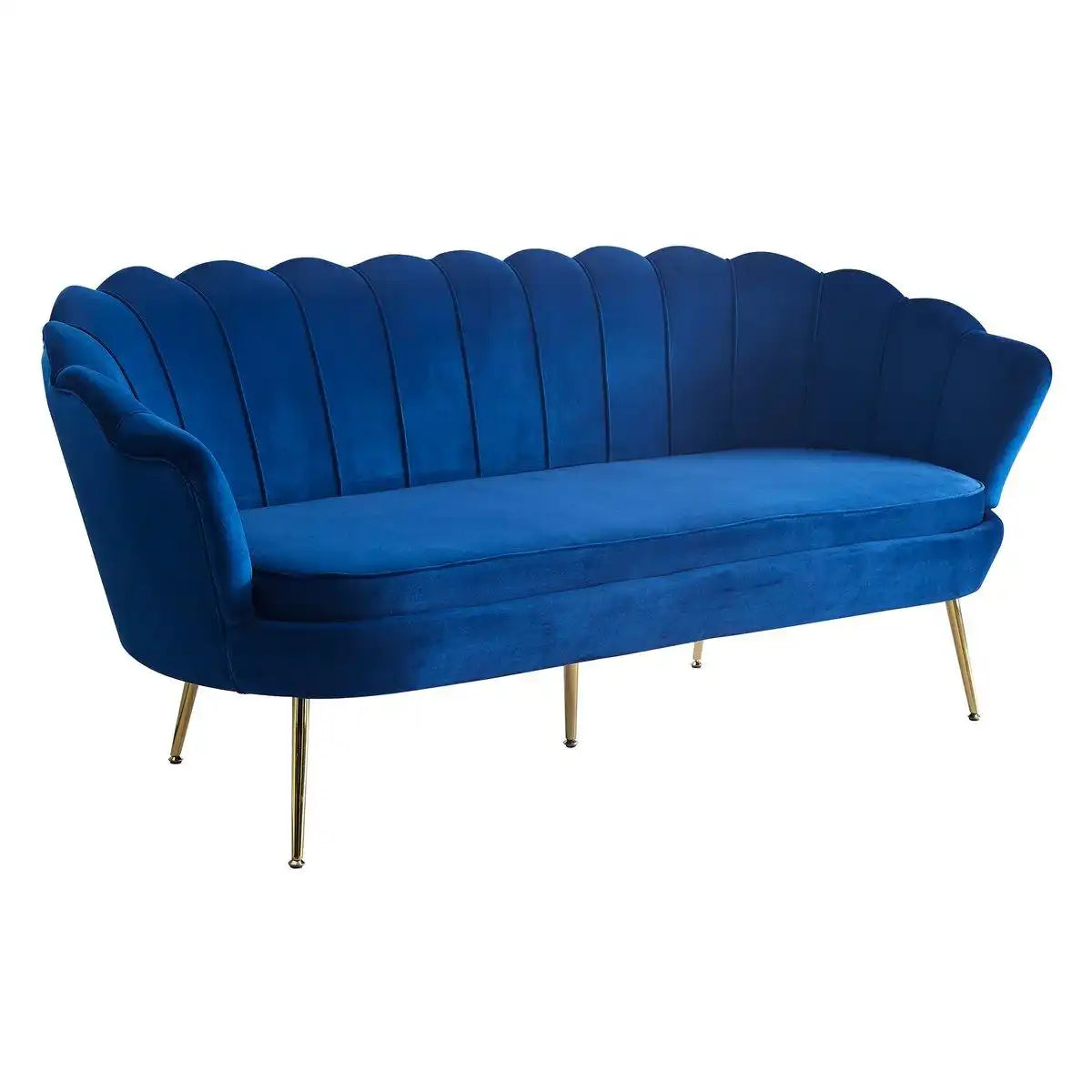 Muschelsofa 3-Sitzer aus Samt Dunkelblau - HomeDesign Knaus