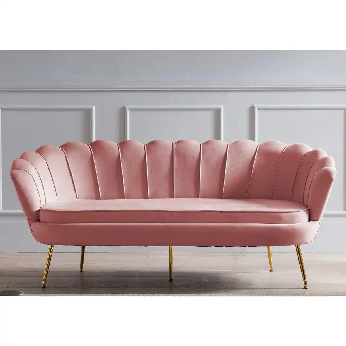 Muschelsofa 3-Sitzer aus Samt Rose - HomeDesign Knaus