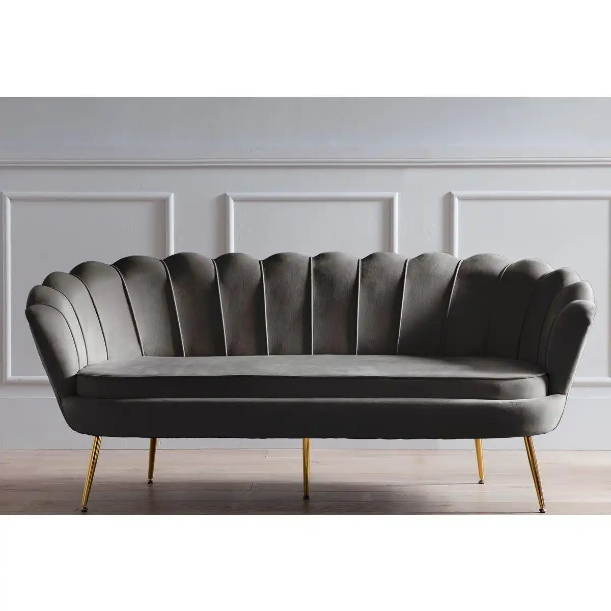 Muschelsofa 3-Sitzer aus Samt Schwarz - HomeDesign Knaus