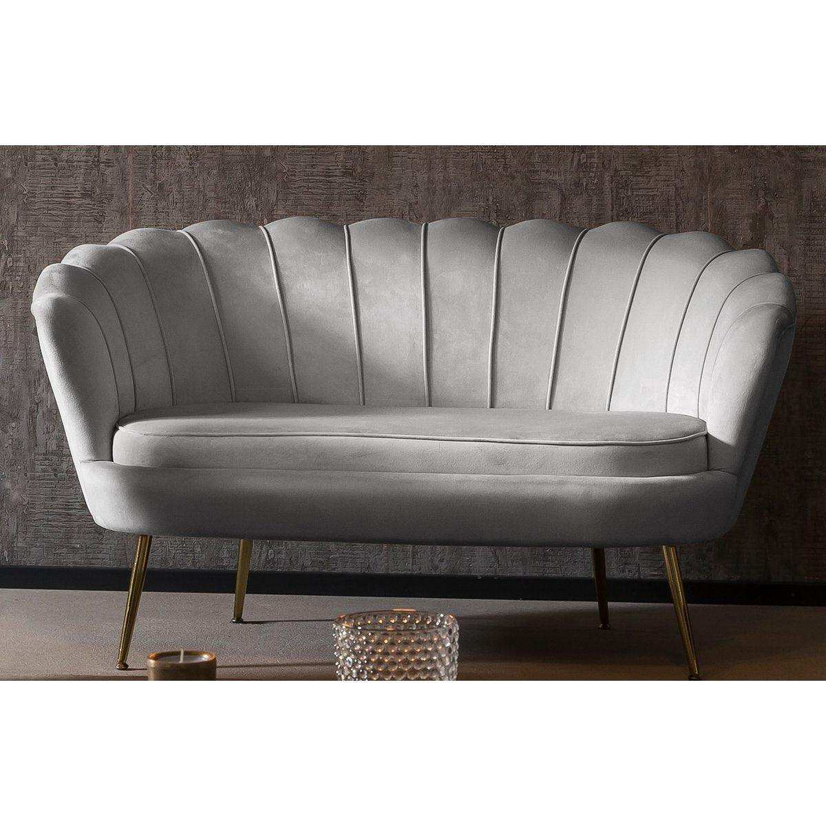 Muschelsofa aus Samt Hellgrau - HomeDesign Knaus