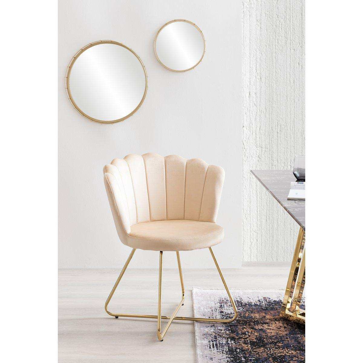 Muschelstuhl aus Samt 2er Set Beige - HomeDesign Knaus