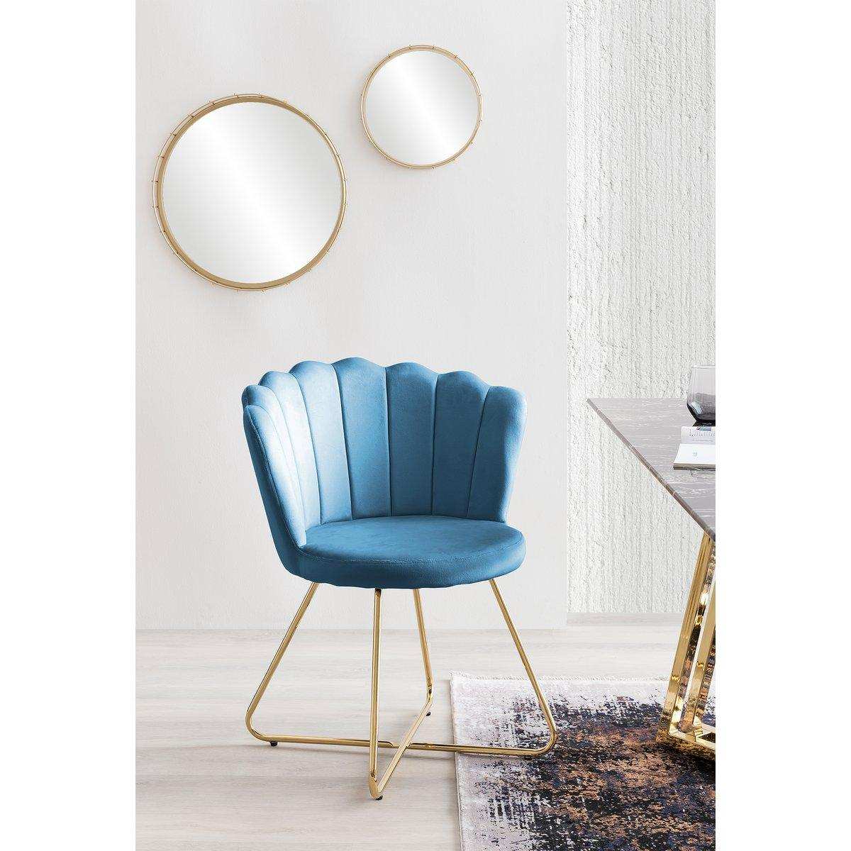 Muschelstuhl aus Samt 2er Set Blau - HomeDesign Knaus