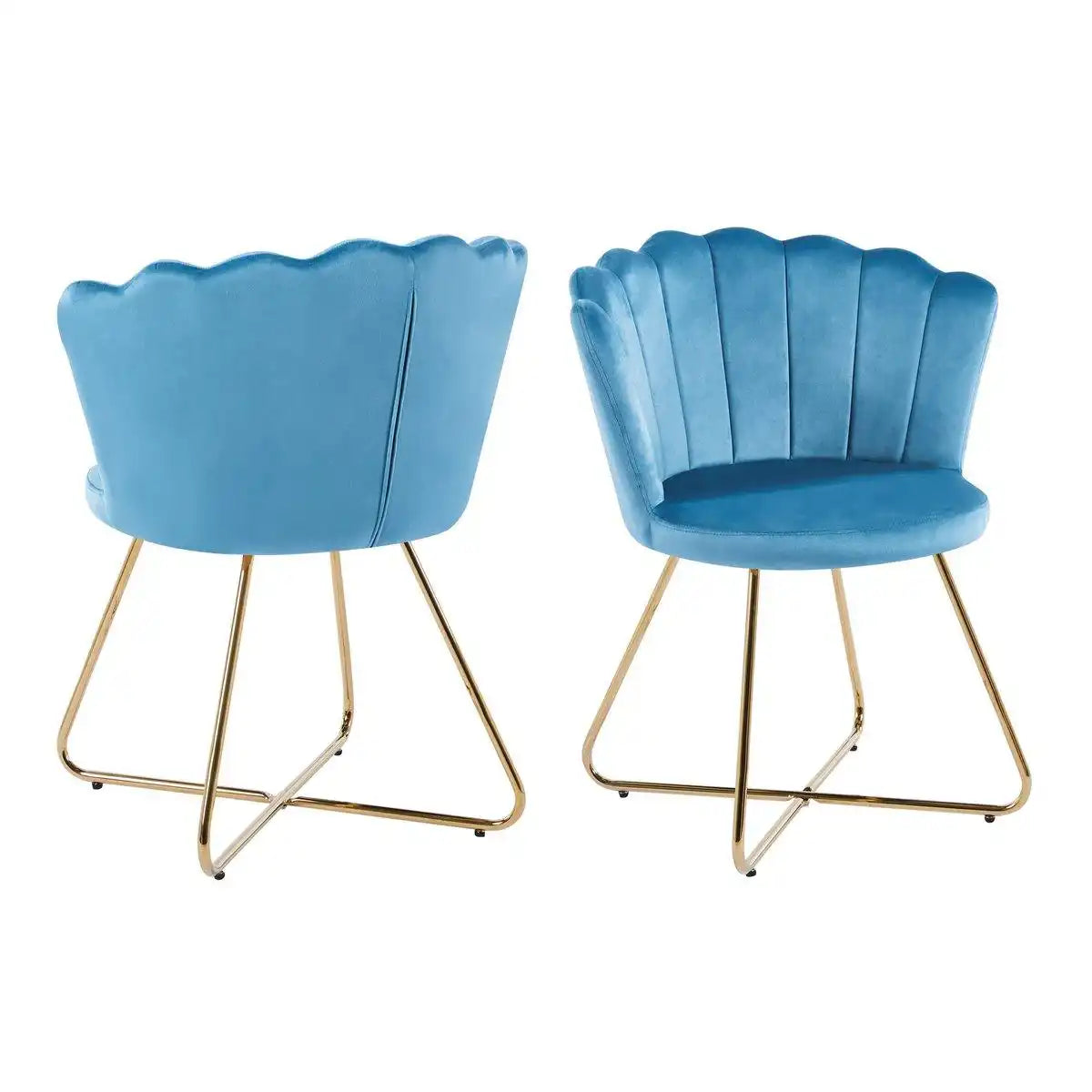Muschelstuhl aus Samt 2er Set Blau - HomeDesign Knaus