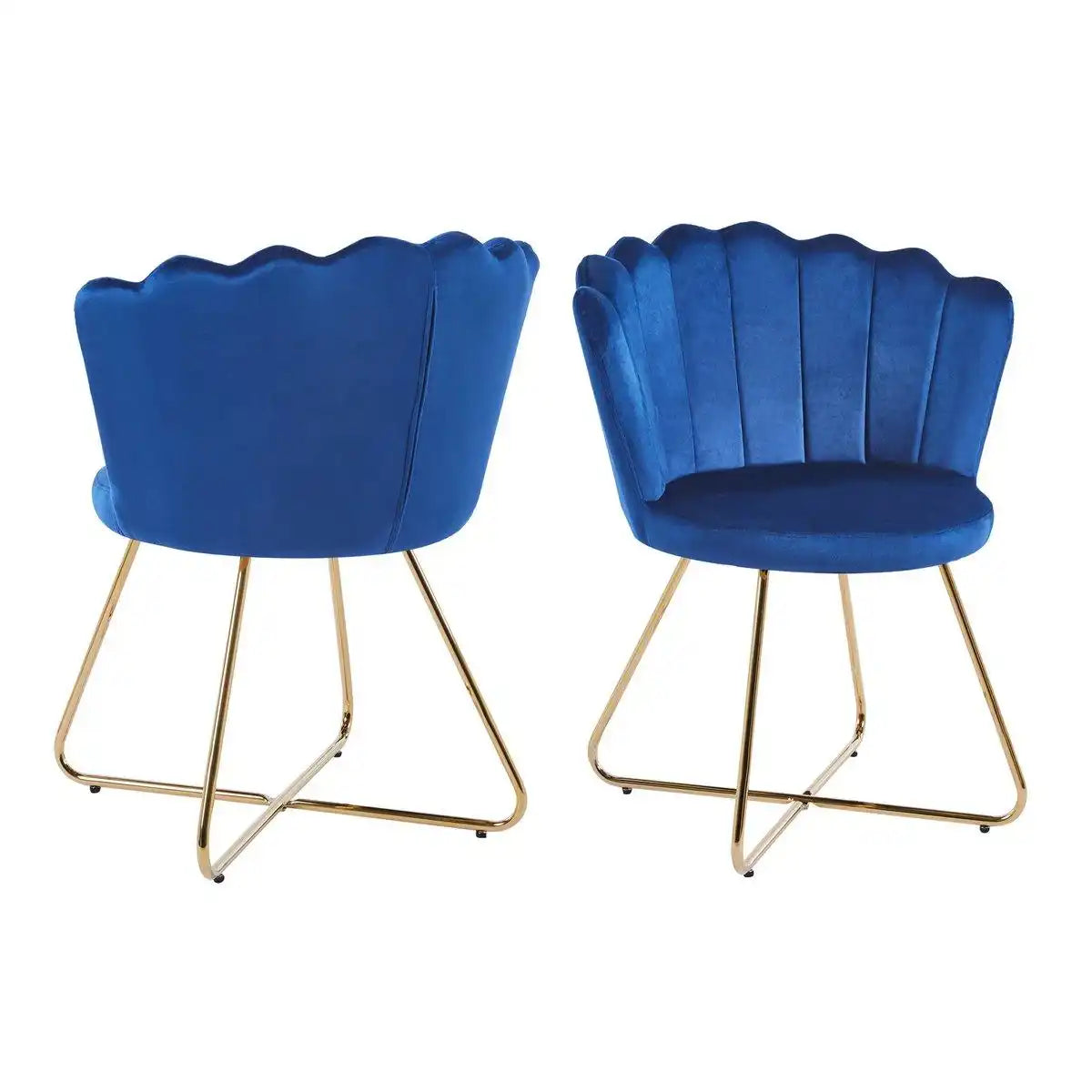 Muschelstuhl aus Samt 2er Set Dunkelblau - HomeDesign Knaus