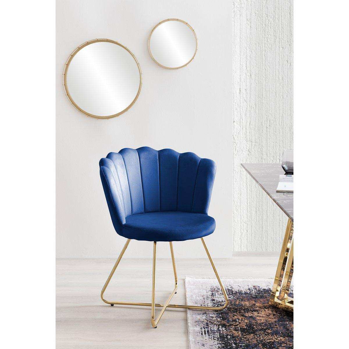 Muschelstuhl aus Samt 2er Set Dunkelblau - HomeDesign Knaus