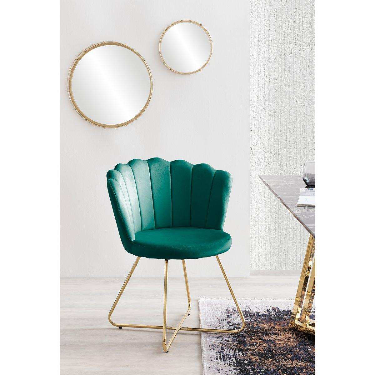 Muschelstuhl aus Samt 2er Set Grün - HomeDesign Knaus