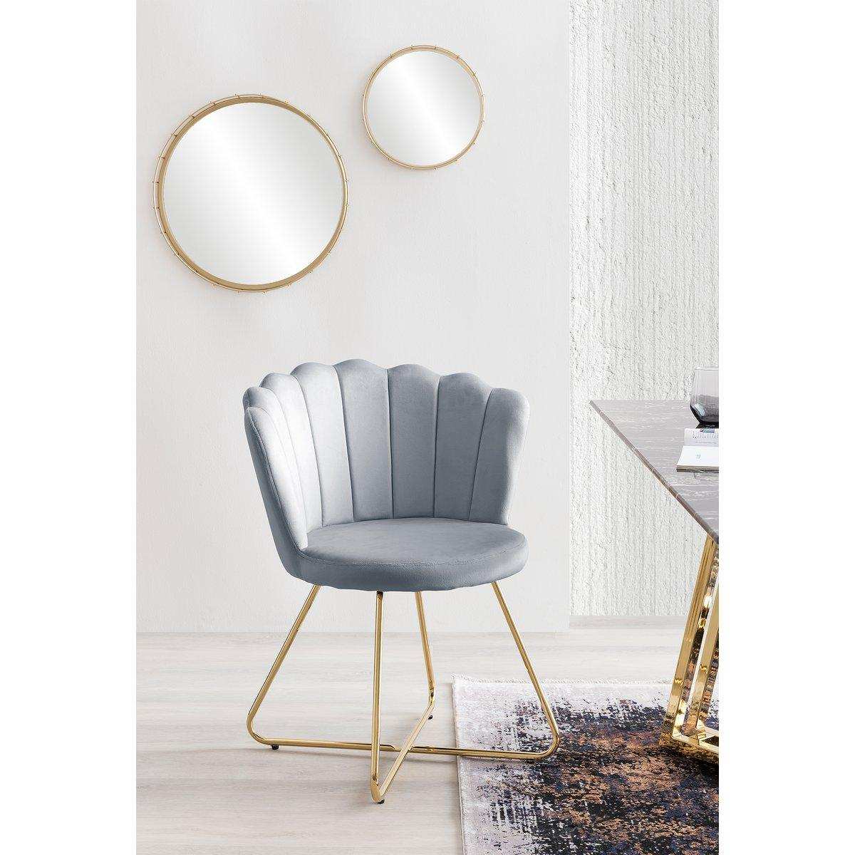 Muschelstuhl aus Samt 2er Set Hellgrau - HomeDesign Knaus