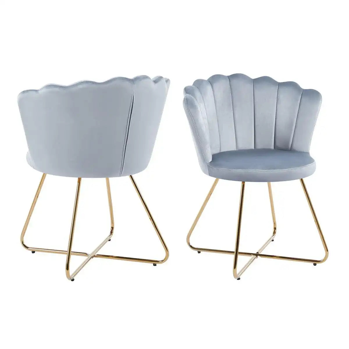 Muschelstuhl aus Samt 2er Set Hellgrau - HomeDesign Knaus