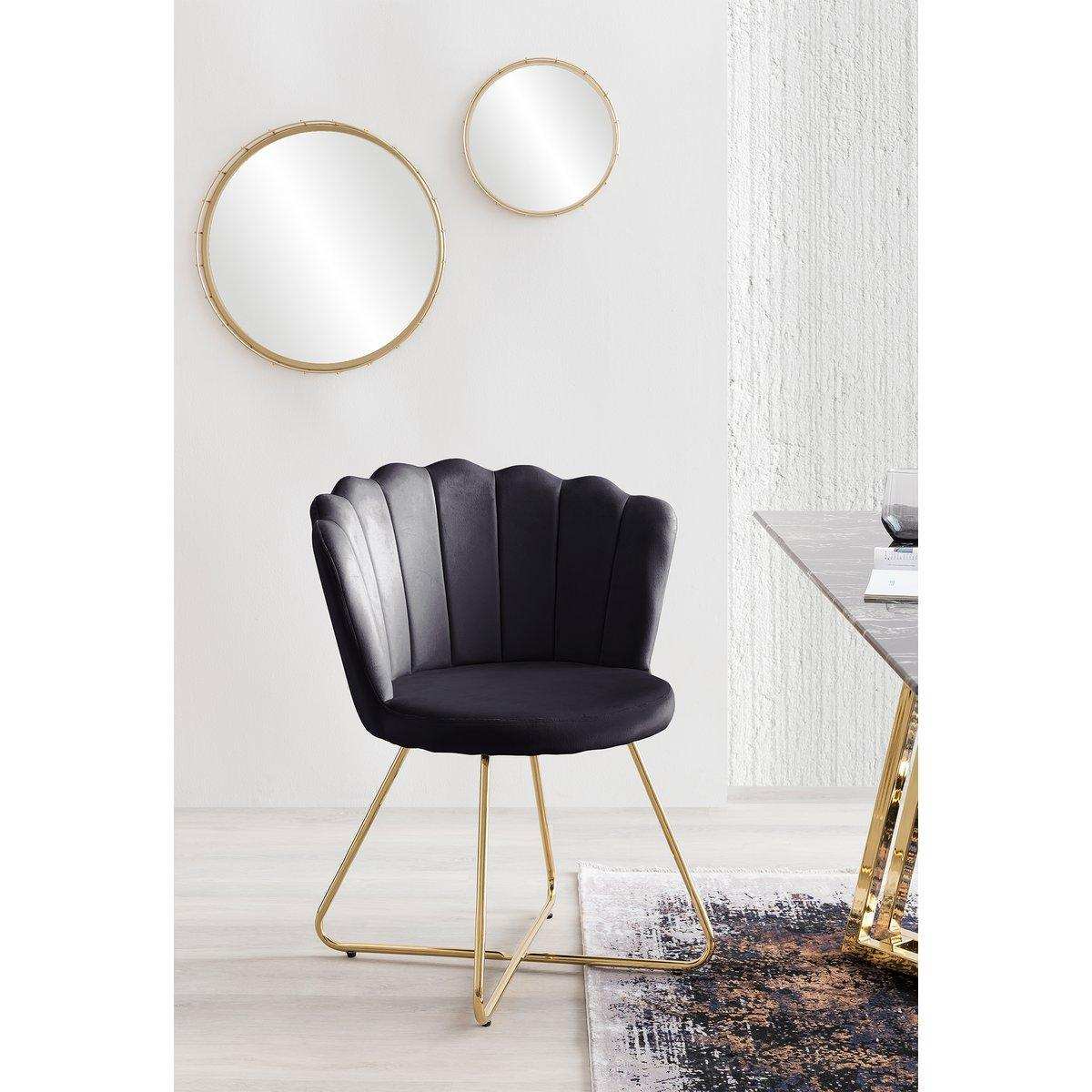 Muschelstuhl aus Samt 2er Set Schwarz - HomeDesign Knaus