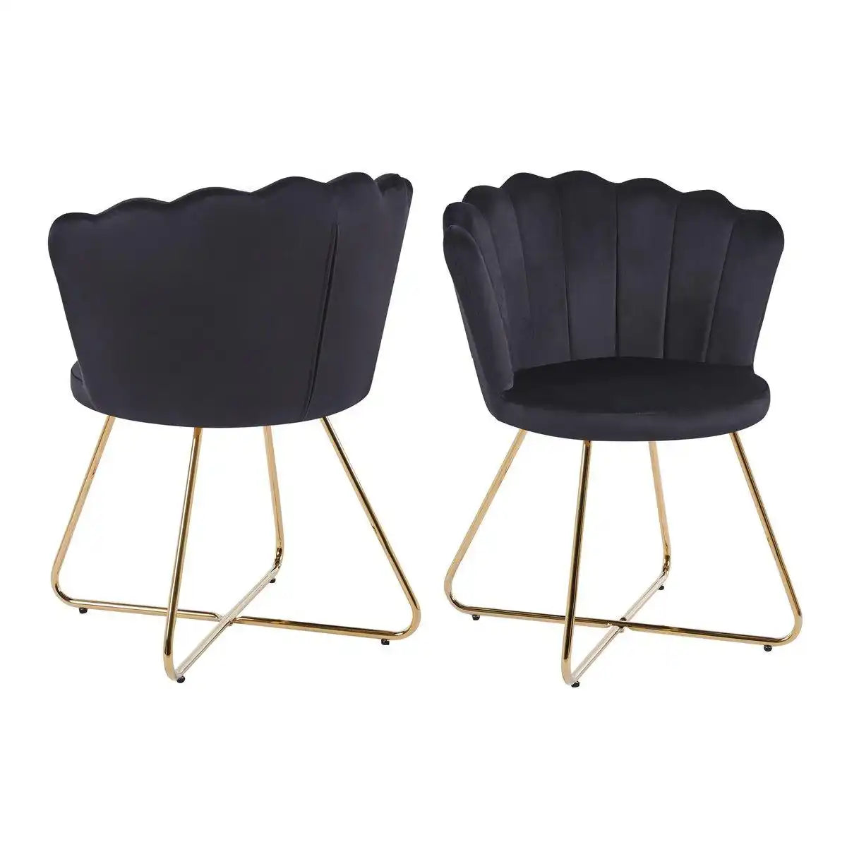Muschelstuhl aus Samt 2er Set Schwarz - HomeDesign Knaus