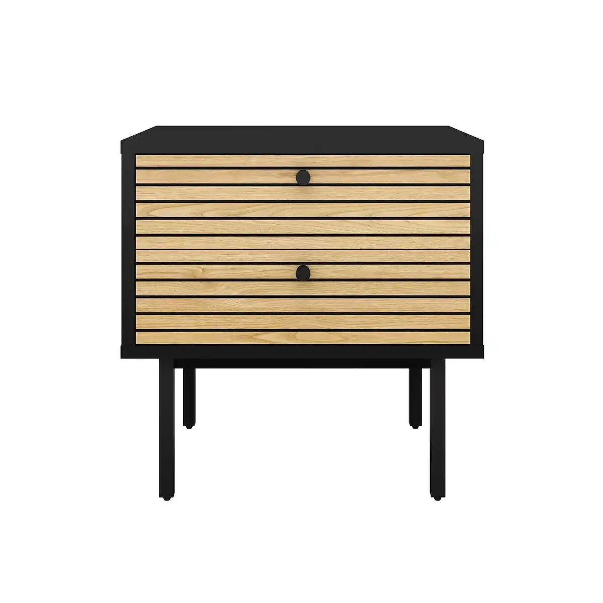 Nachtkommode Schwarz/Eiche Echtholzfurnier - HomeDesign Knaus