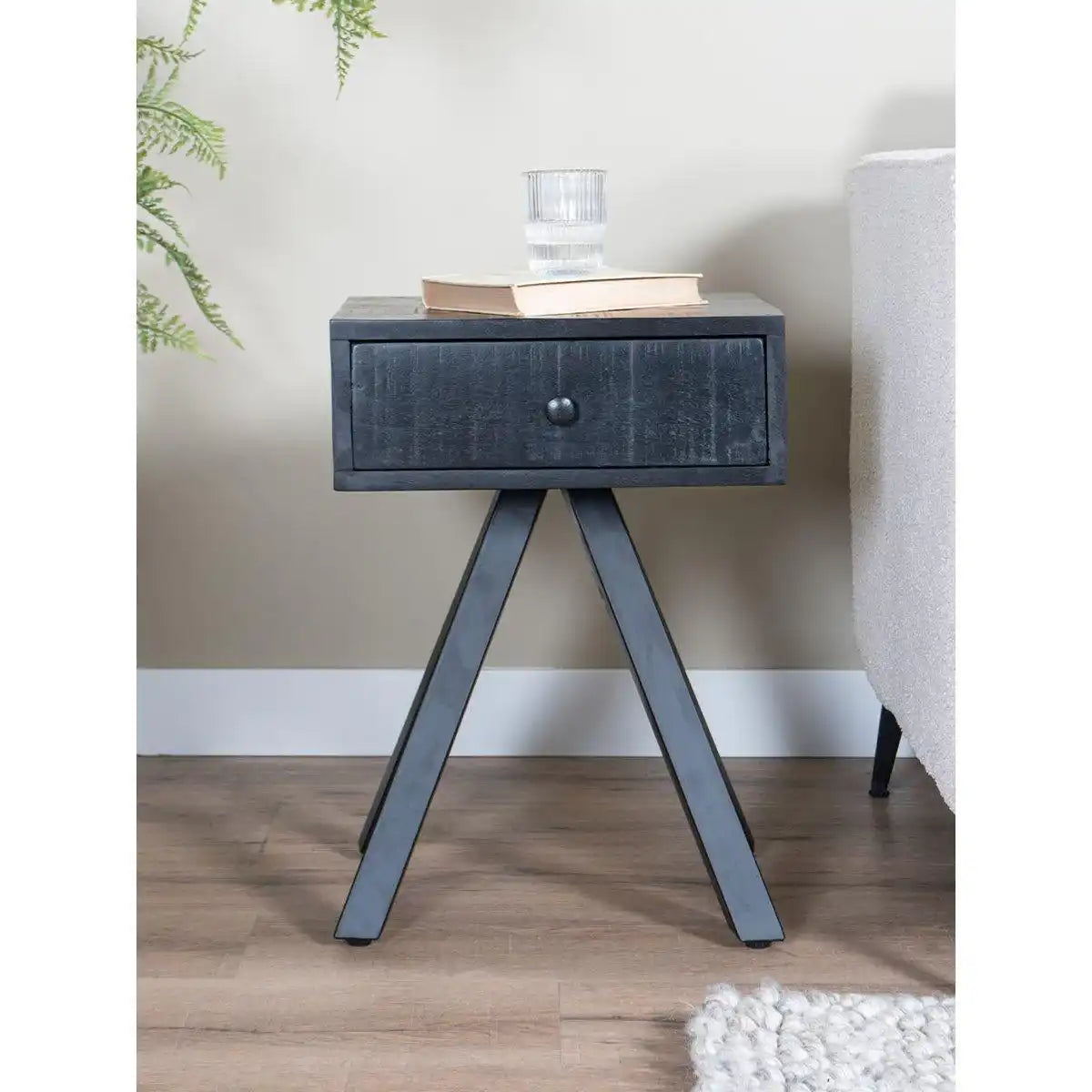 Nachttisch Kommode trocknet schwarzes Mangoholz - HomeDesign Knaus