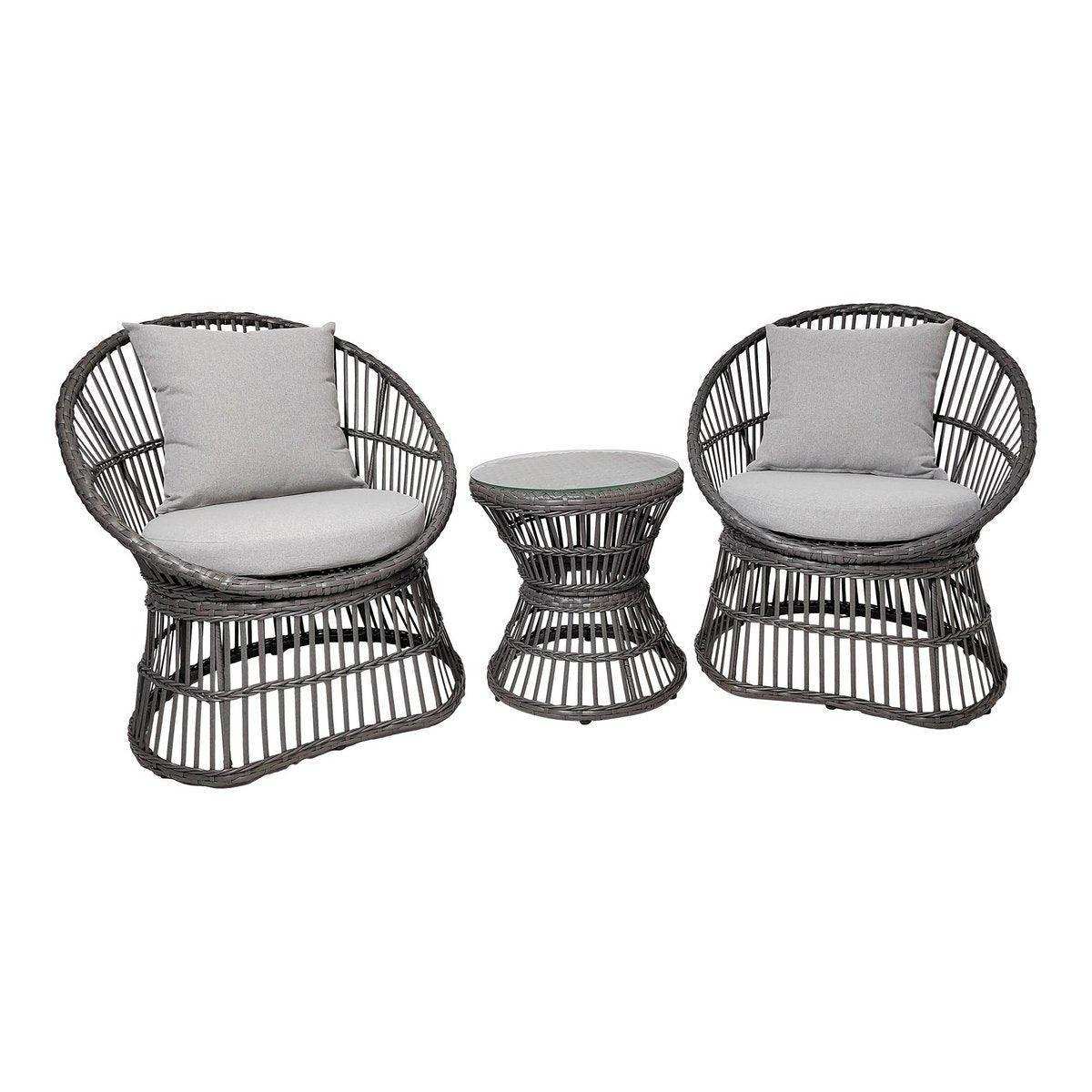 Natal Lounge Set - Lounge-Set, Rattan, grau, inkl. Kissen - HomeDesign Knaus