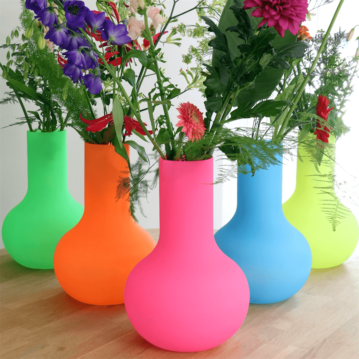 Seim Neonblau Blumenvase Grün 37 cm Vase Dekoration Mundgeblasen - HomeDesign Knaus