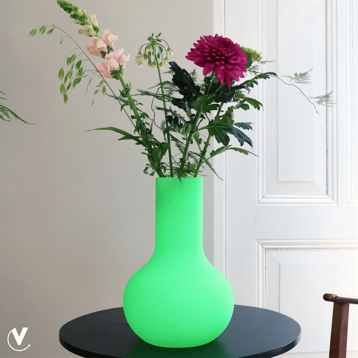 Seim Neonblau Blumenvase Grün 37 cm Vase Dekoration Mundgeblasen - HomeDesign Knaus
