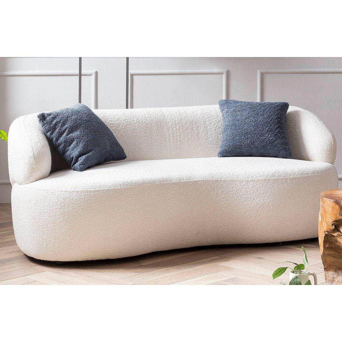 Nierensofa 2-Sitzer Bouclé Stoff Weiß - HomeDesign Knaus