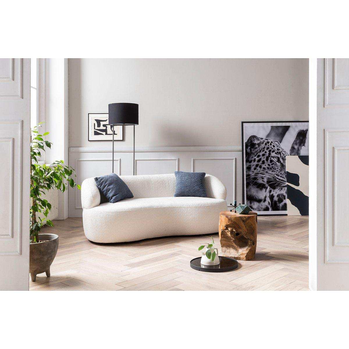 Nierensofa 2-Sitzer Bouclé Stoff Weiß - HomeDesign Knaus