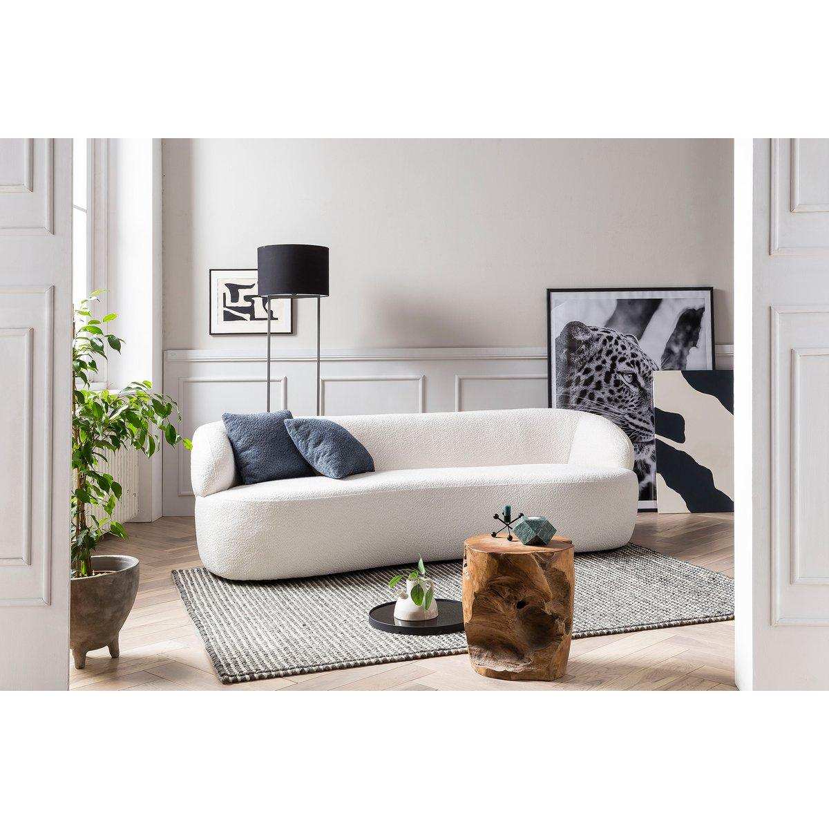 Nierensofa 3-Sitzer Bouclé Stoff Weiß - HomeDesign Knaus