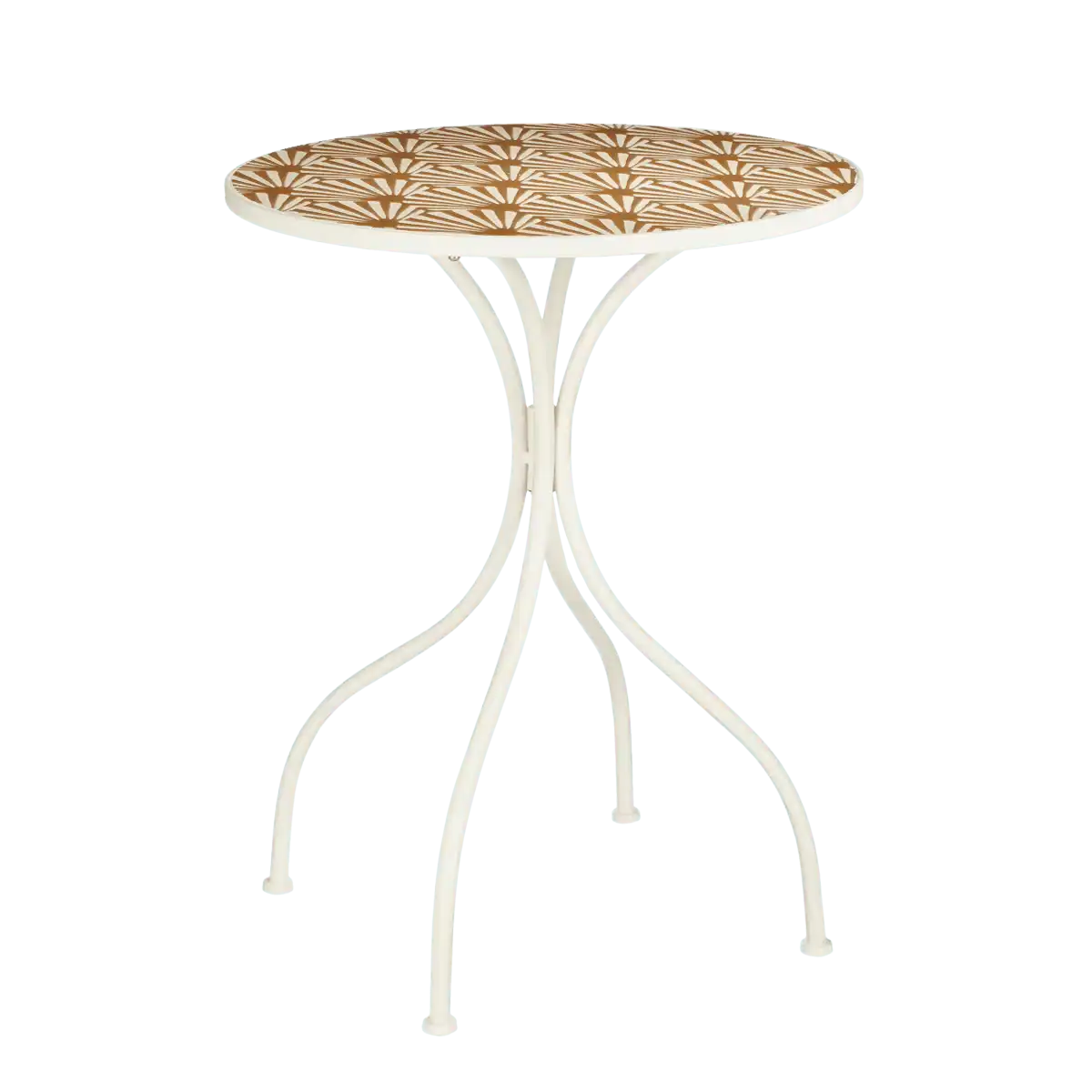 Odile Outdoor-Bistrotisch – H76 x Ø61 – Metall – Braun, Weiß - HomeDesign Knaus