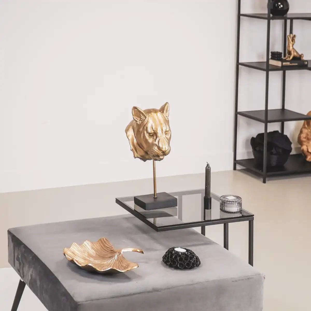 Ornament - Tigerkopf - Polyresin - Gold -16x21x39 - HomeDesign Knaus