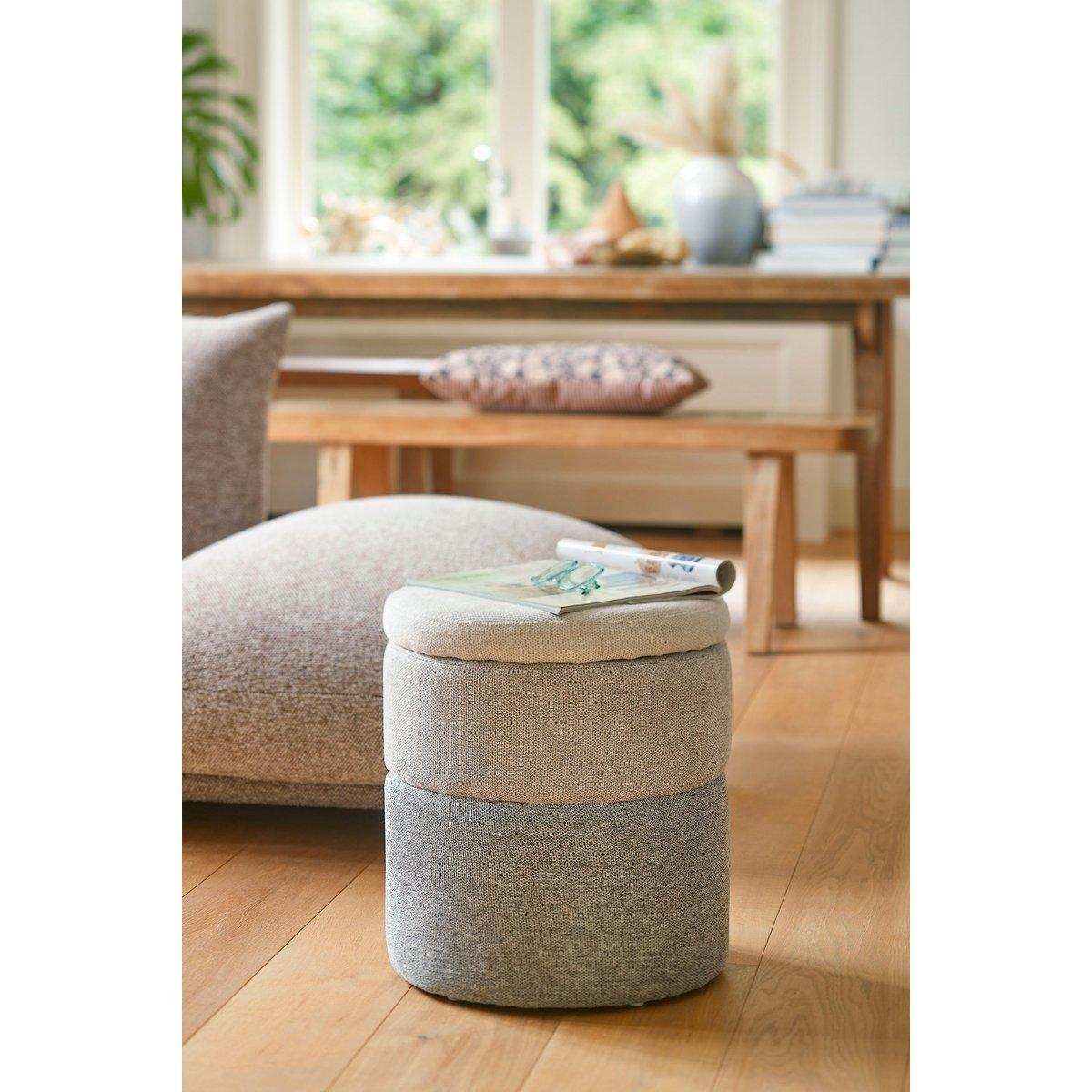Ottomane mit Stauraum – H45 x Ø40 cm – Grau - HomeDesign Knaus