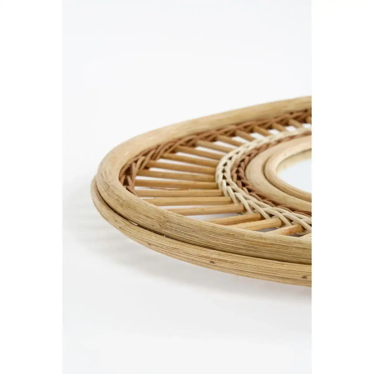 Ovaler Wandspiegel - L59 x B40 x H3 cm - Rattan - hellbraun - HomeDesign Knaus